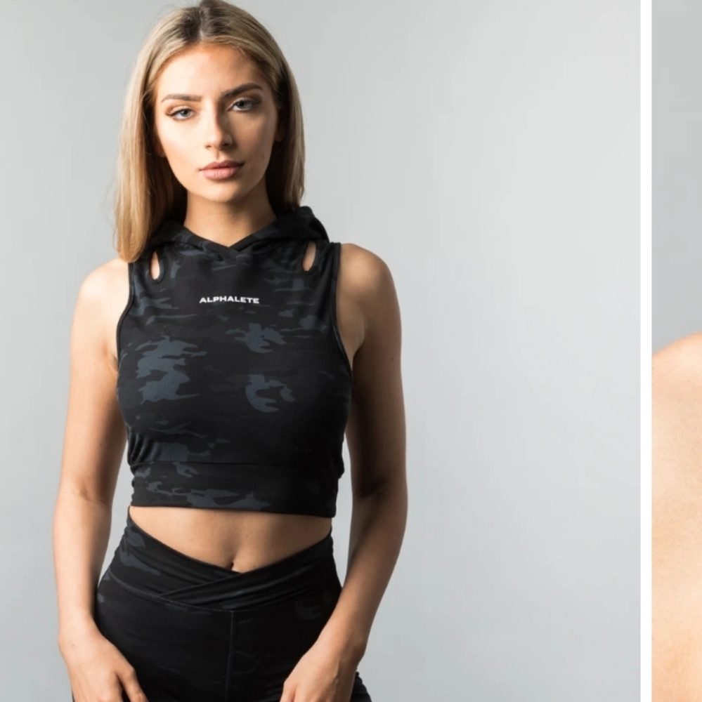 Alphalete Surface Crop Tank Hoodie Size XS